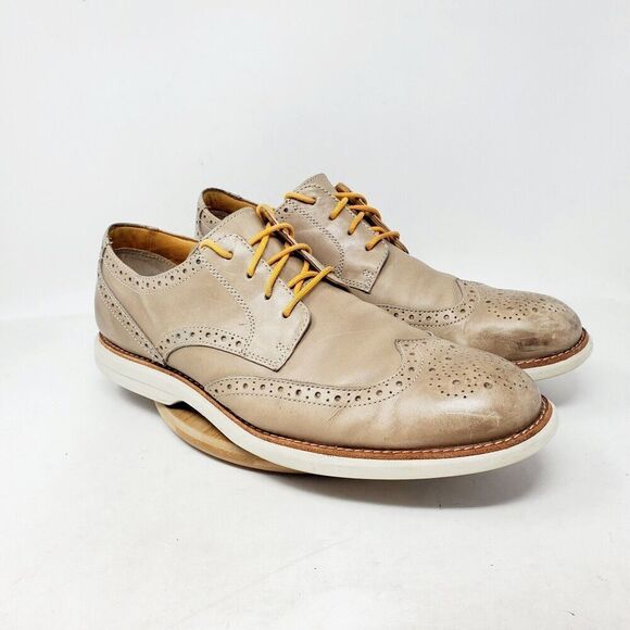 Sperry Gold Cup Oxford Shoes Mens 13 Taupe Leather Wingtip Brogue Sneaker - Picture 6 of 13